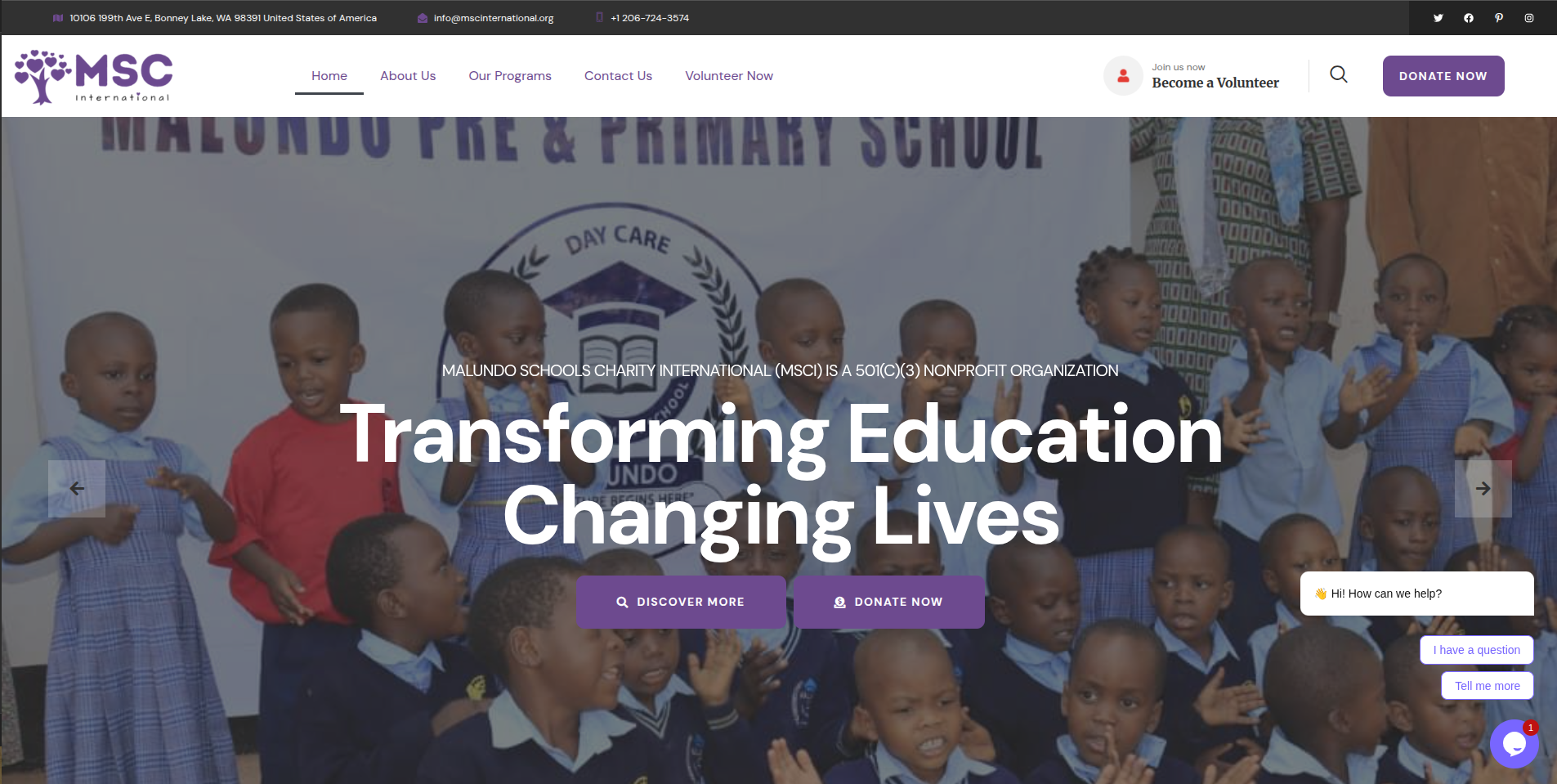 Malundo Schools Charity International website screenshot